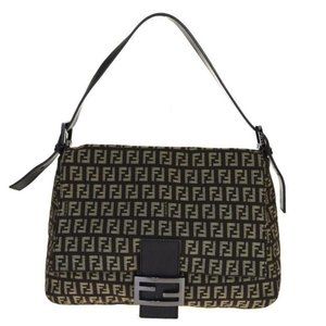 SALE!! Fendi Mamma Forever Black W Silver Zucchino Print Canvas & Leather!